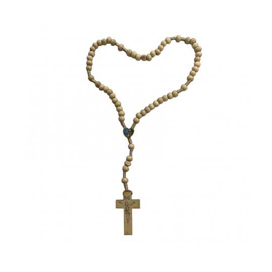 Wooden rosary with image of Our Lady of Fatima