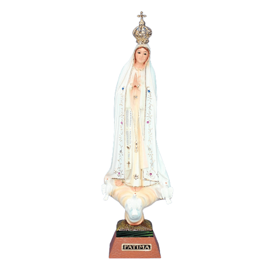 Statue of Our Lady of Fatima with stones